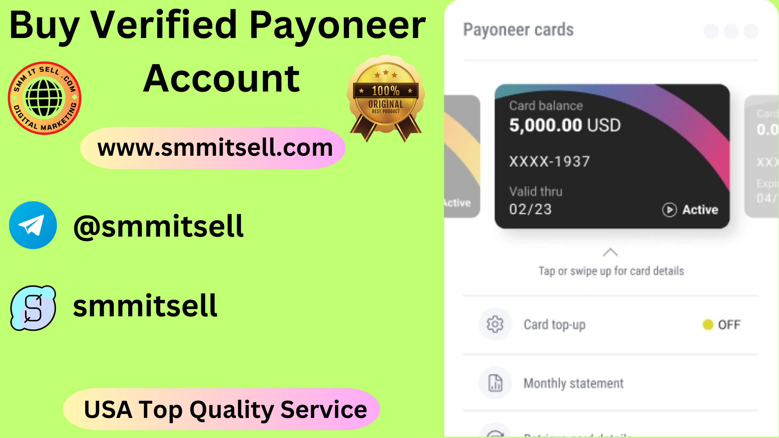 Buy Verified Payoneer Account 